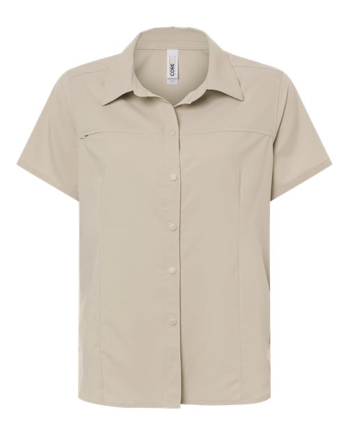 CORE365 CE520W, Women's Ultrauvp Shoreline Short Sleeve Staff Shirt, Stone