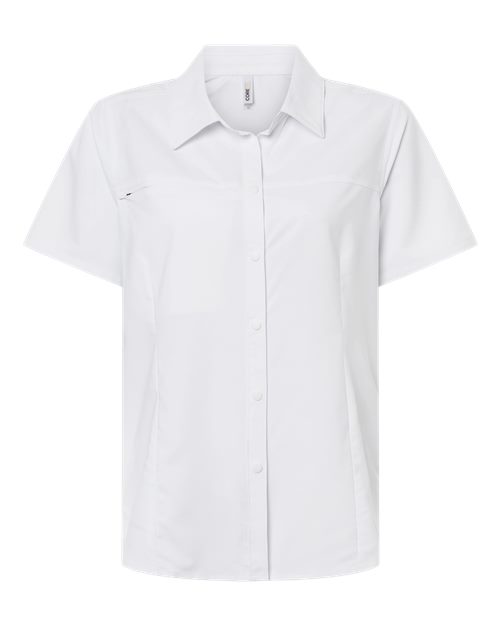 CORE365 CE520W, Women's Ultrauvp Shoreline Short Sleeve Staff Shirt, White