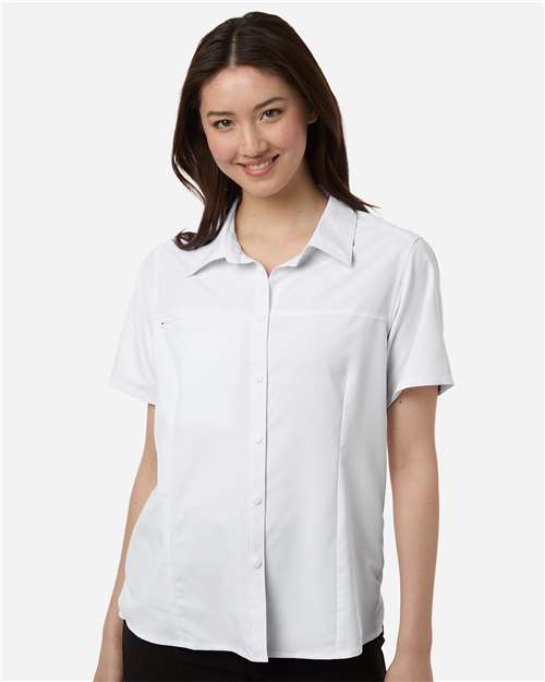 CORE365 CE520W, Women's Ultrauvp Shoreline Short Sleeve Staff Shirt, White