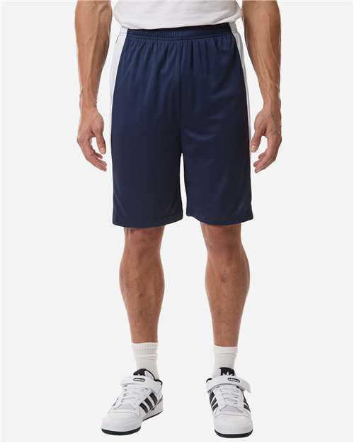 Team 365 TT115B, Unisex Zone Performance Reversible Shorts, Sport Dark Navy/ White