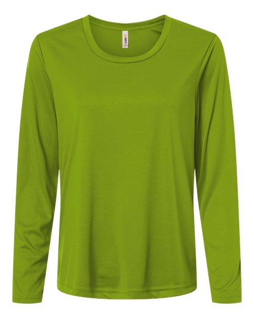 CORE365 CE10LW, Women's Capital Performance Long Sleeve T-shirt, Acid Green