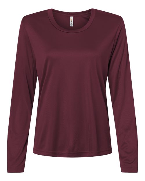CORE365 CE10LW, Women's Capital Performance Long Sleeve T-shirt, Burgundy