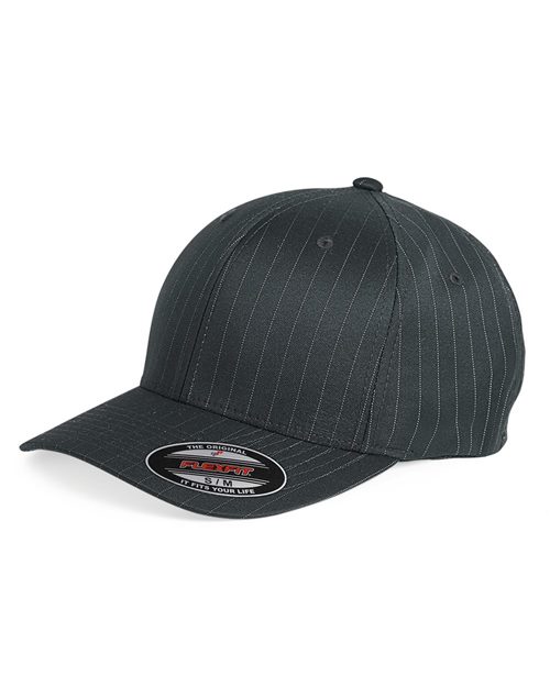 Pinstripe Cap - - 1362 6195P 82395 Adult Blends Embroidered Fitness and Wellness Fitted Flexfit Hats Headwear Mens & Unisex Mid Profiles No Treatment No Visible Logos Patterns and Prints Polyester Polyester - Over 50% Pre-Curved Visor Screen Print Six-Panel Spandex Stars & Stripes Stripes Structured