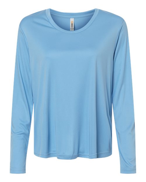 CORE365 CE10LW, Women's Capital Performance Long Sleeve T-shirt, Columbia Blue