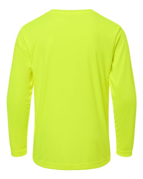 CORE365 CE10LY, Youth Capital Performance Long Sleeve T-shirt, Safety Yellow