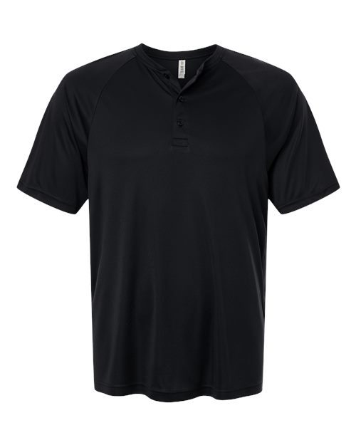 Team 365 TT11HN, Men's Zone Performance Henley, Black