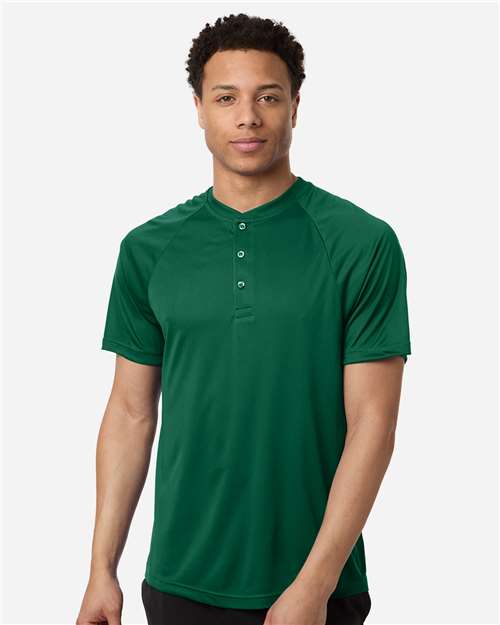 Team 365 TT11HN, Men's Zone Performance Henley, Sport Forest