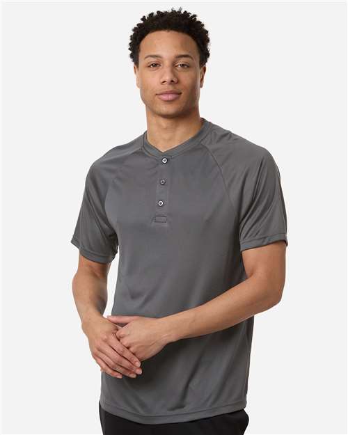 Team 365 TT11HN, Men's Zone Performance Henley, Sport Graphite