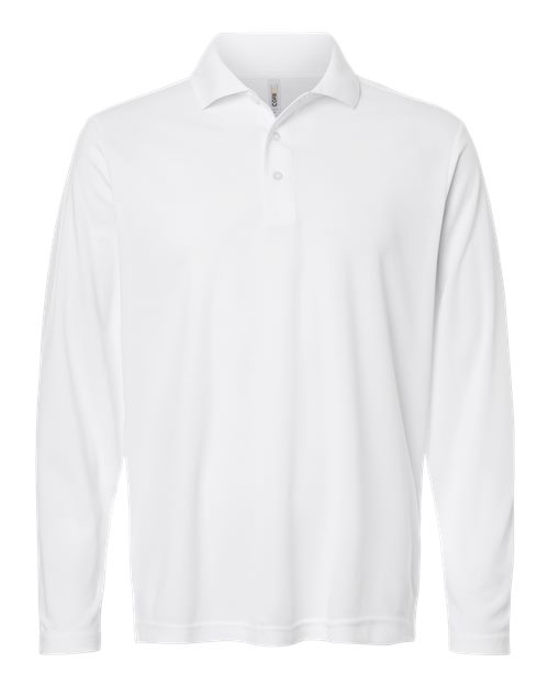 CORE365 CE108L, Men's Nova Performance Long Sleeve Pique Polo, White