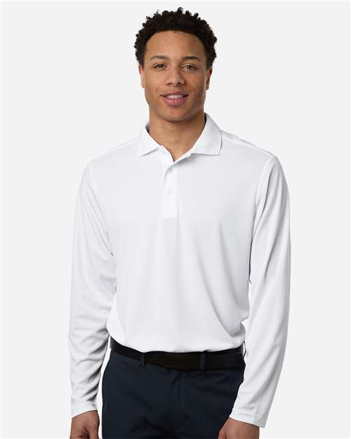 CORE365 CE108L, Men's Nova Performance Long Sleeve Pique Polo, White