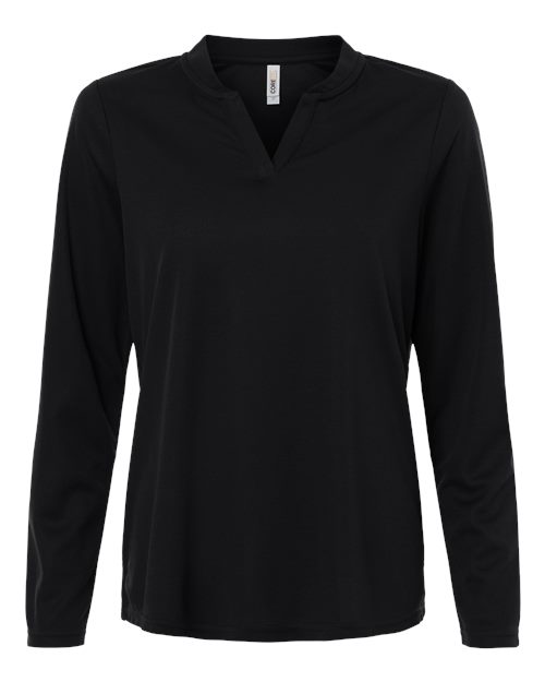 CORE365 CE108LW, Women's Nova Performance Long Sleeve Pique Polo, Black