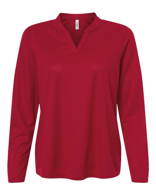 CORE365 CE108LW, Women's Nova Performance Long Sleeve Pique Polo, Classic Red