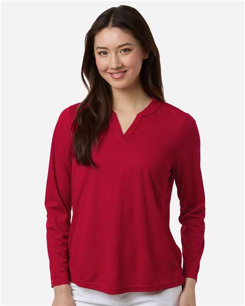 CORE365 CE108LW, Women's Nova Performance Long Sleeve Pique Polo, Classic Red