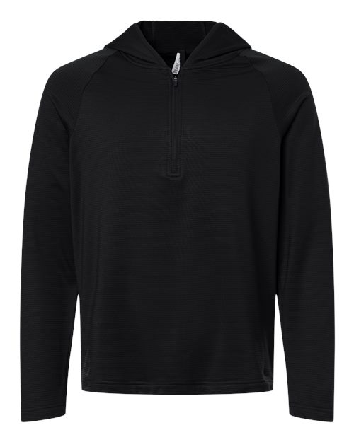 Team 365 TT200, Men's Qualify Quarter-zip Hooded Pullover, Black
