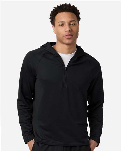 Team 365 TT200, Men's Qualify Quarter-zip Hooded Pullover, Black