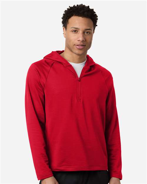 Team 365 TT200, Men's Qualify Quarter-zip Hooded Pullover, Sport Red