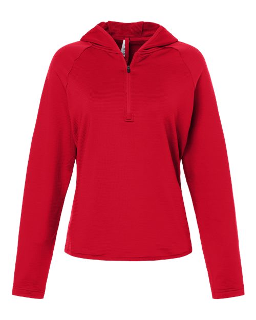Team 365 TT200W, Women's Qualify Quarter-zip Hooded Pullover, Sport Red