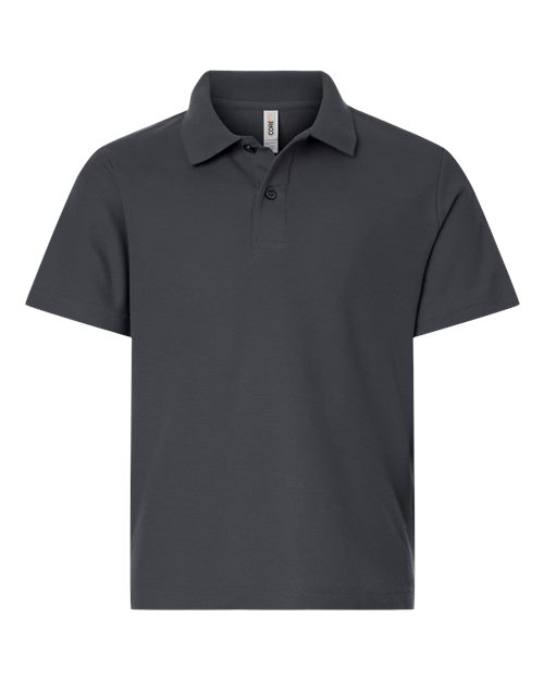 CORE365 CE106Y, Youth Resolve Cvc Performance Pique Polo, Carbon