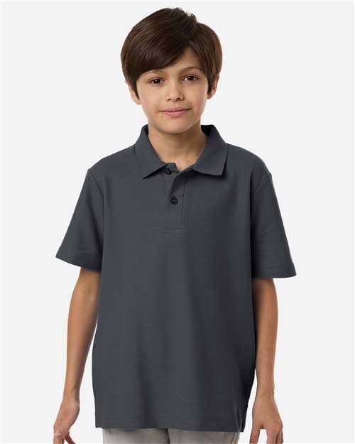 CORE365 CE106Y, Youth Resolve Cvc Performance Pique Polo, Carbon