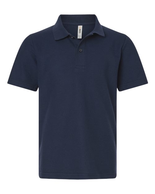 CORE365 CE106Y, Youth Resolve Cvc Performance Pique Polo, Classic Navy