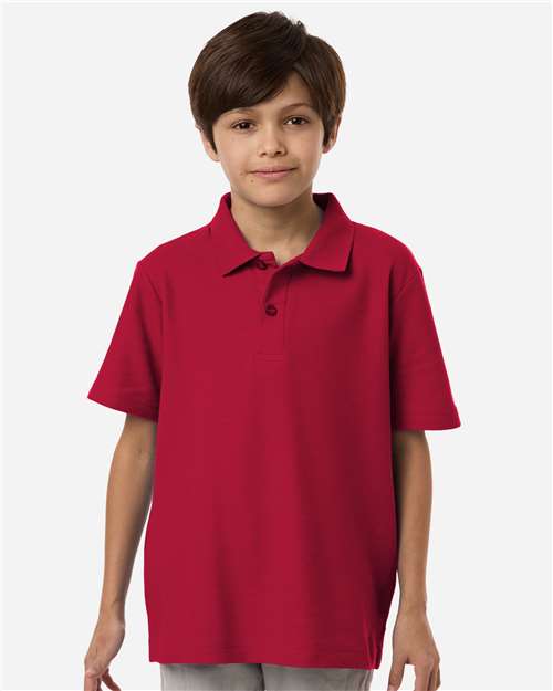 CORE365 CE106Y, Youth Resolve Cvc Performance Pique Polo, Classic Red