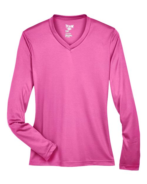 Team 365 TT11WL, Women's Zone Performance Long Sleeve T-shirt, Sport Charity Pink