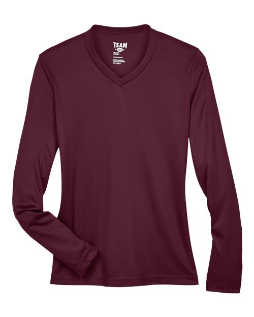 Team 365 TT11WL, Women's Zone Performance Long Sleeve T-shirt, Sport Dark Maroon