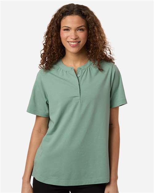 Devon & Jones DG102W, Women's Seaton Pebble Textured Polo, Balsam Green