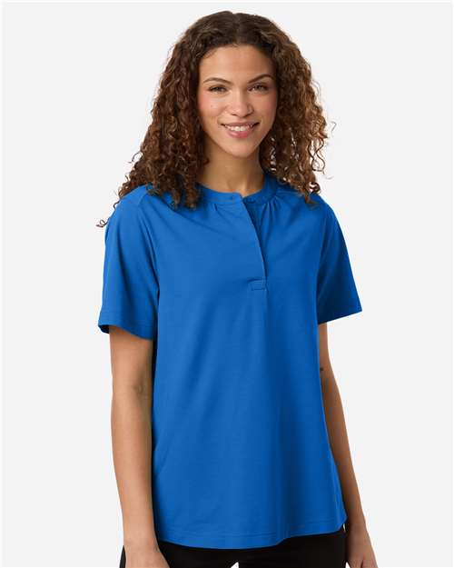 Devon & Jones DG102W, Women's Seaton Pebble Textured Polo, French Blue