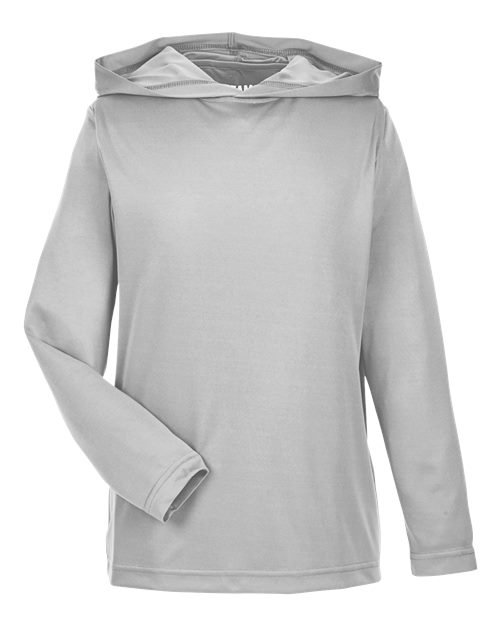 Team 365 TT41Y, Youth Zone Performance Hooded Long Sleeve T-shirt, Sport Silver