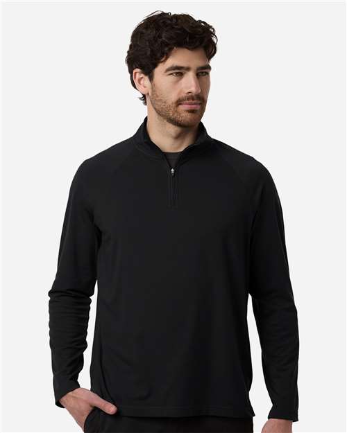 Devon & Jones DG402, Men's Seaton Pebble Textured Quarter-zip Pullover, Black
