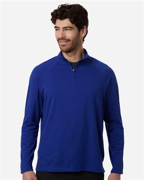Devon & Jones DG402, Men's Seaton Pebble Textured Quarter-zip Pullover, Midnight Royal