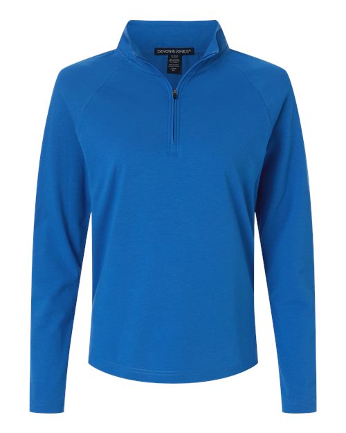 Devon & Jones DG402W, Women's Seaton Pebble Textured Quarter-zip Pullover, French Blue