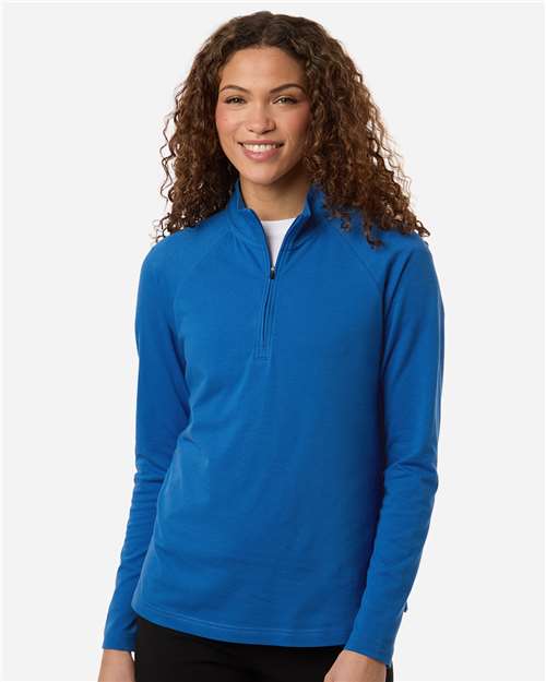 Devon & Jones DG402W, Women's Seaton Pebble Textured Quarter-zip Pullover, French Blue