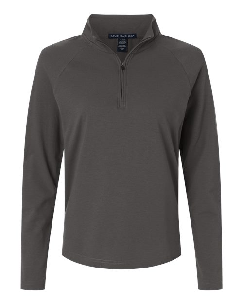 Devon & Jones DG402W, Women's Seaton Pebble Textured Quarter-zip Pullover, Graphite