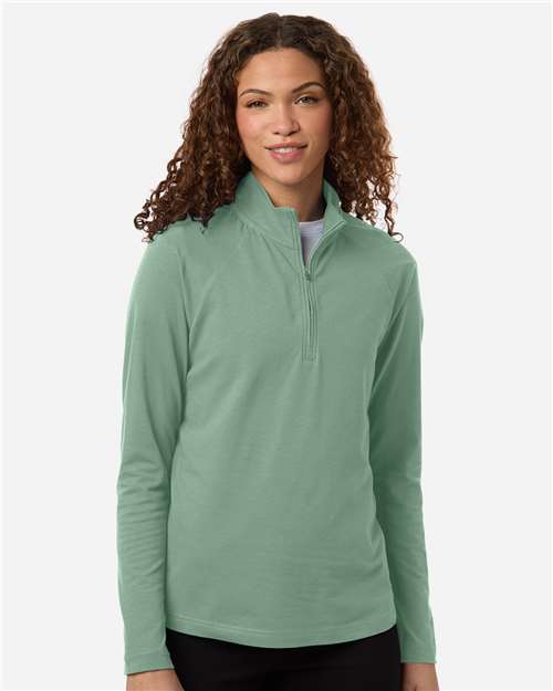 Devon & Jones DG402W, Women's Seaton Pebble Textured Quarter-zip Pullover, Balsam Green