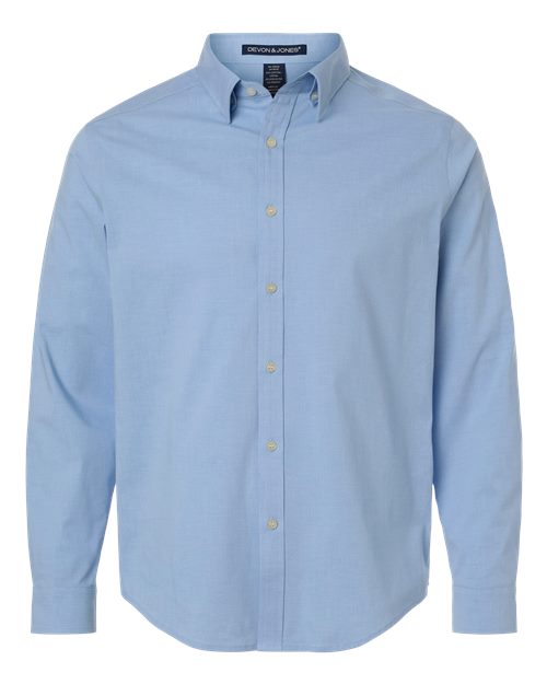 Devon & Jones DG505, Men's Crownlux Performance Spencer Poplin Dress Shirt, Light Blue Melange