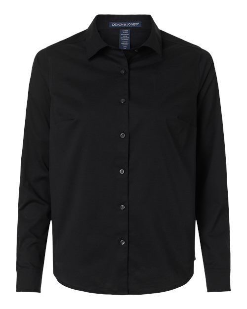 Devon & Jones DG505W, Women's Crownlux Performance Spencer Poplin Dress Shirt, Black
