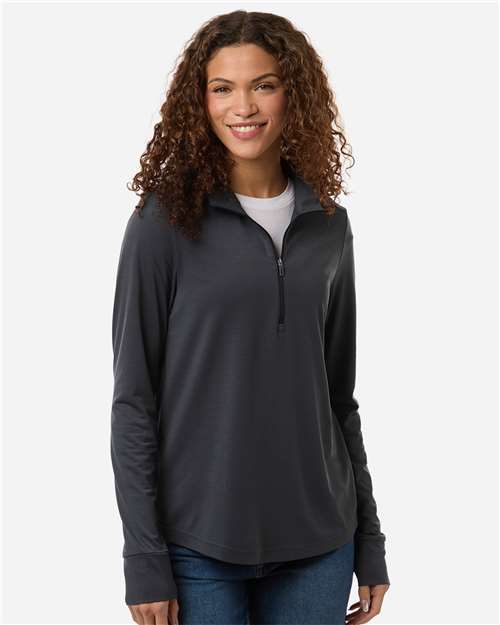 North End NE405W, Women's Jaq Stretch Performance Quarter-zip, Carbon/ Black