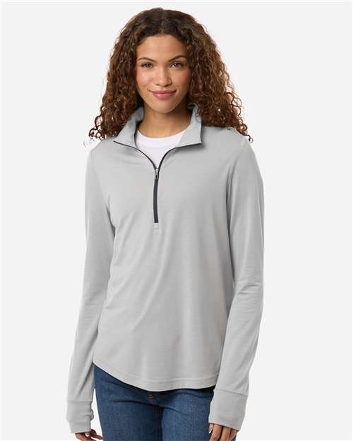North End NE405W, Women's Jaq Stretch Performance Quarter-zip, Platinum/ Carbon