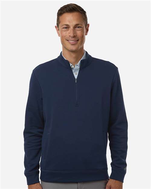 Adidas A721, Men's Elevated Fleece Quarter-zip Pullover, Collegiate Navy