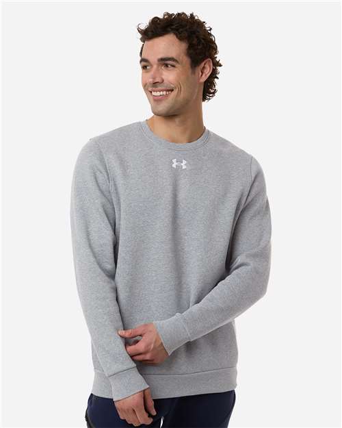 Under Armour 6014160, Men's Team Icon Fleece Crew, Mod Grey Light Heather/ White