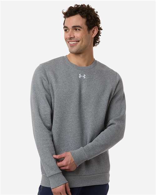 Under Armour 6014160, Men's Team Icon Fleece Crew, Pitch Grey Medium Heather/ White