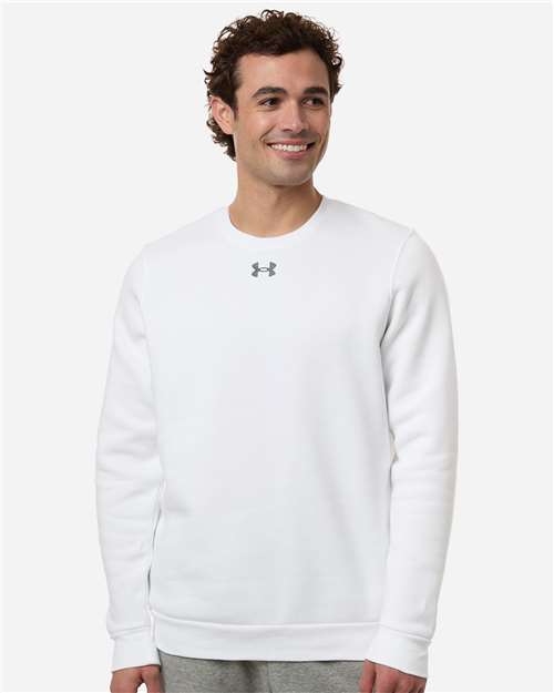 Under Armour 6014160, Men's Team Icon Fleece Crew, White/ Pitch Grey Medium Heather