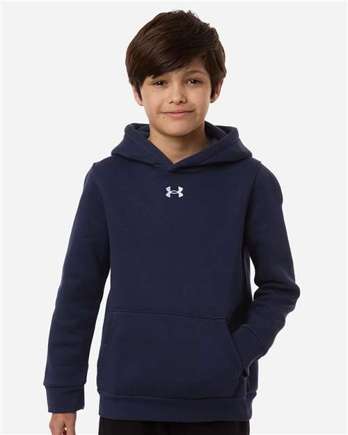 Under Armour 6014162, Youth Team Icon Fleece Hooded Sweatshirt, Midnight Navy/ White
