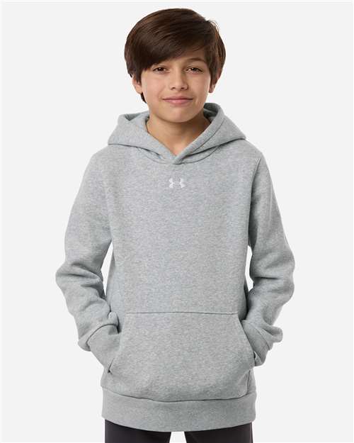 Under Armour 6014162, Youth Team Icon Fleece Hooded Sweatshirt, Mod Grey Light Heather/ White