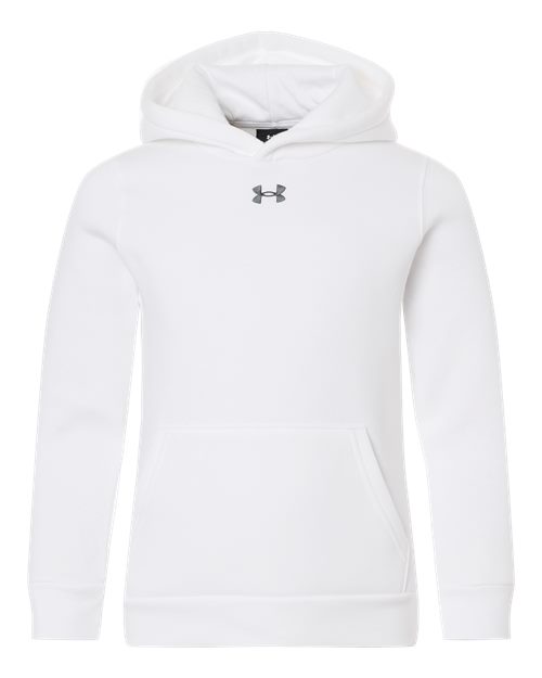 Under Armour 6014162, Youth Team Icon Fleece Hooded Sweatshirt, White/ Pitch Grey Medium Heather