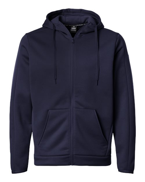 Under Armour 6010886, Men's Armour Fleece Pro Hooded Full-zip, Midnight Navy/ White