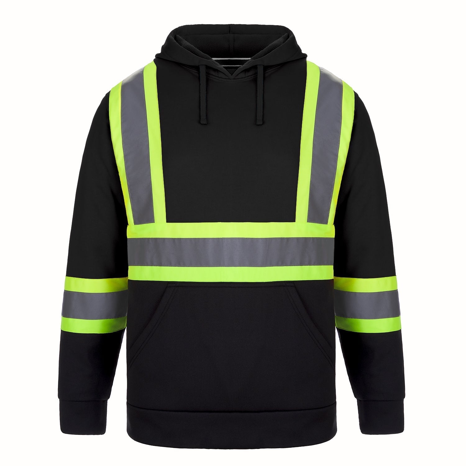 L01375 - Long Haul - Hi-Vis Pullover Hooded Sweatshirt Black 1375 adult CX2 Hi-Vis Hi-Vis mens safety hoodie