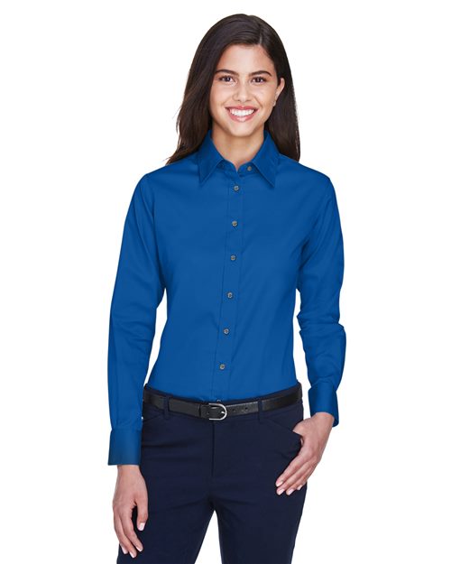 Women's Easy Blend™ Long Sleeve Twill Dress Shirt with Stain-Release - - 13841 240B9 4-4.9 oz AB Exclusive Brands CA New ab Cotton Dress Shirts Harriton Long Sleeves M500W New AB Polyester S&S Exclusive Brands Spiritwear Stain Resistant Tops Womens Wovens Wovens & Dress Shirts Wrinkle Free